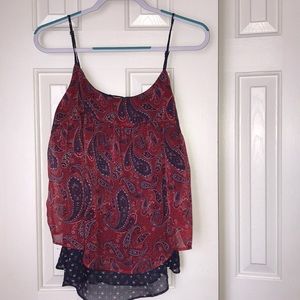 Faded Glory Red & Navy Tank Top